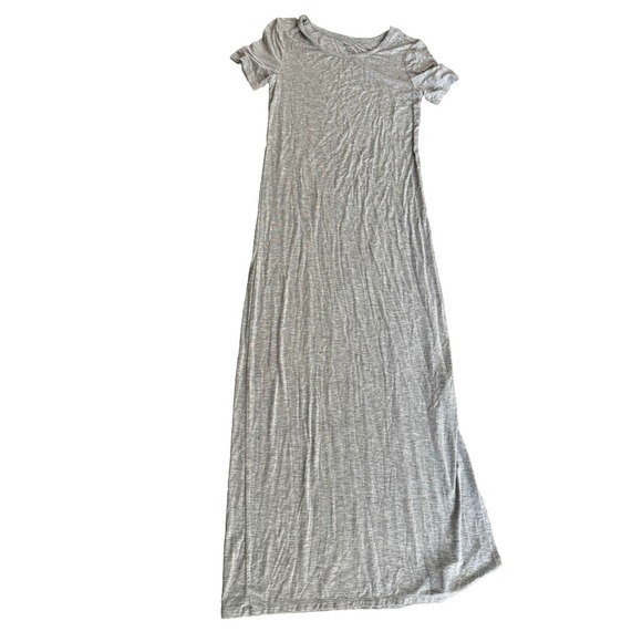 New Anthropologie Daily Ritual Heather Gray  Short-Sleeve Crewneck Maxi Dress XS - Picture 2 of 4